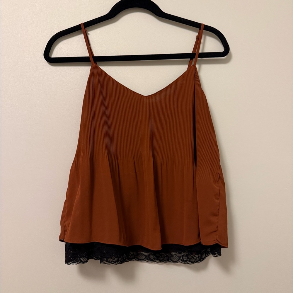 Lush Terracotta Camisole with Black Lace
